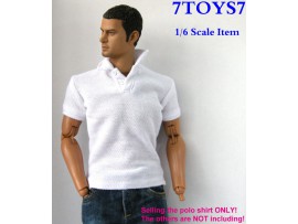 7Toys7 1/6 A26 Polo Shirt_ White Short Sleeves _button Fashion 7TX01J