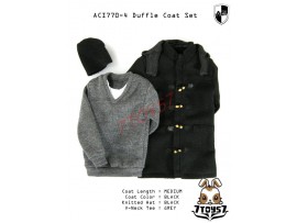 ACI Toys 1/6 Duffle Coat Set (ACI-770-4)_ Set #4 Medium Black Coat Set AT077Z