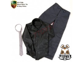 ACI Toys 1/6 Moda 724b_ Black Shirt, Tie & Gray Chino Set_casual clothing AT046Z