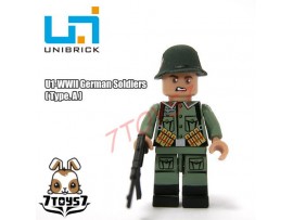 Unibrick Minifig WWII German Soldier #A w/ Machine gun _Brick UN003A