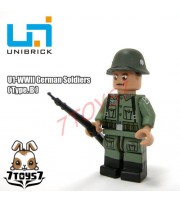 Unibrick Minifig WWII German Soldier #B w/ Rifle _Brick UN003B