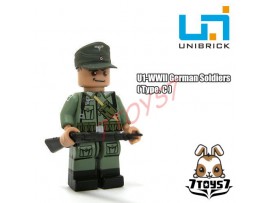 Unibrick Minifig WWII German Soldier #C w/ Rifle _Brick Army minifigure UN003C