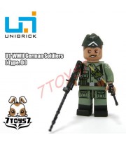 Unibrick Minifig WWII German Soldier #D w/ Machine gun pistol _Brick UN003D